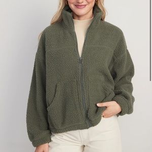 Slouchy Sherpa Zip Jacket green